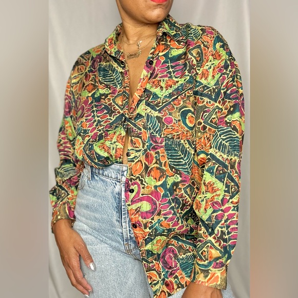 Details Express | Tops | Vintage Details Express Abstract Blouse Size ...